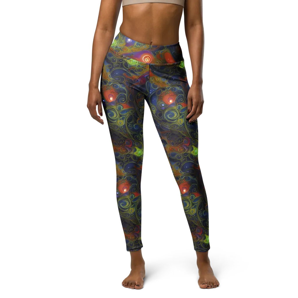 Nebula Marbling on Yoga Leggings — Front