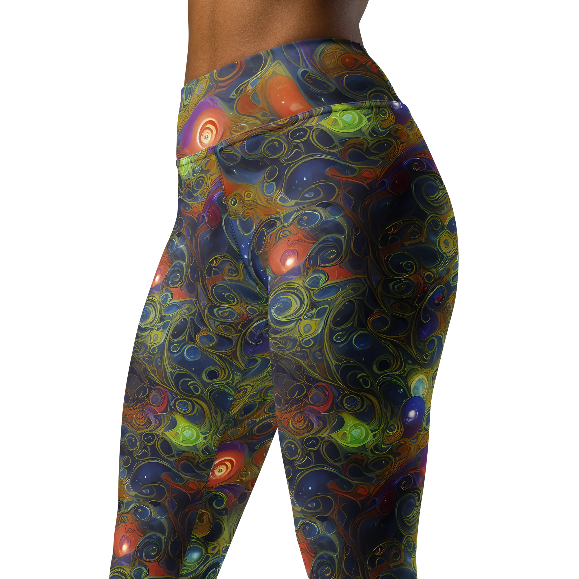 Nebula Marbling on Yoga Leggings — Left Front