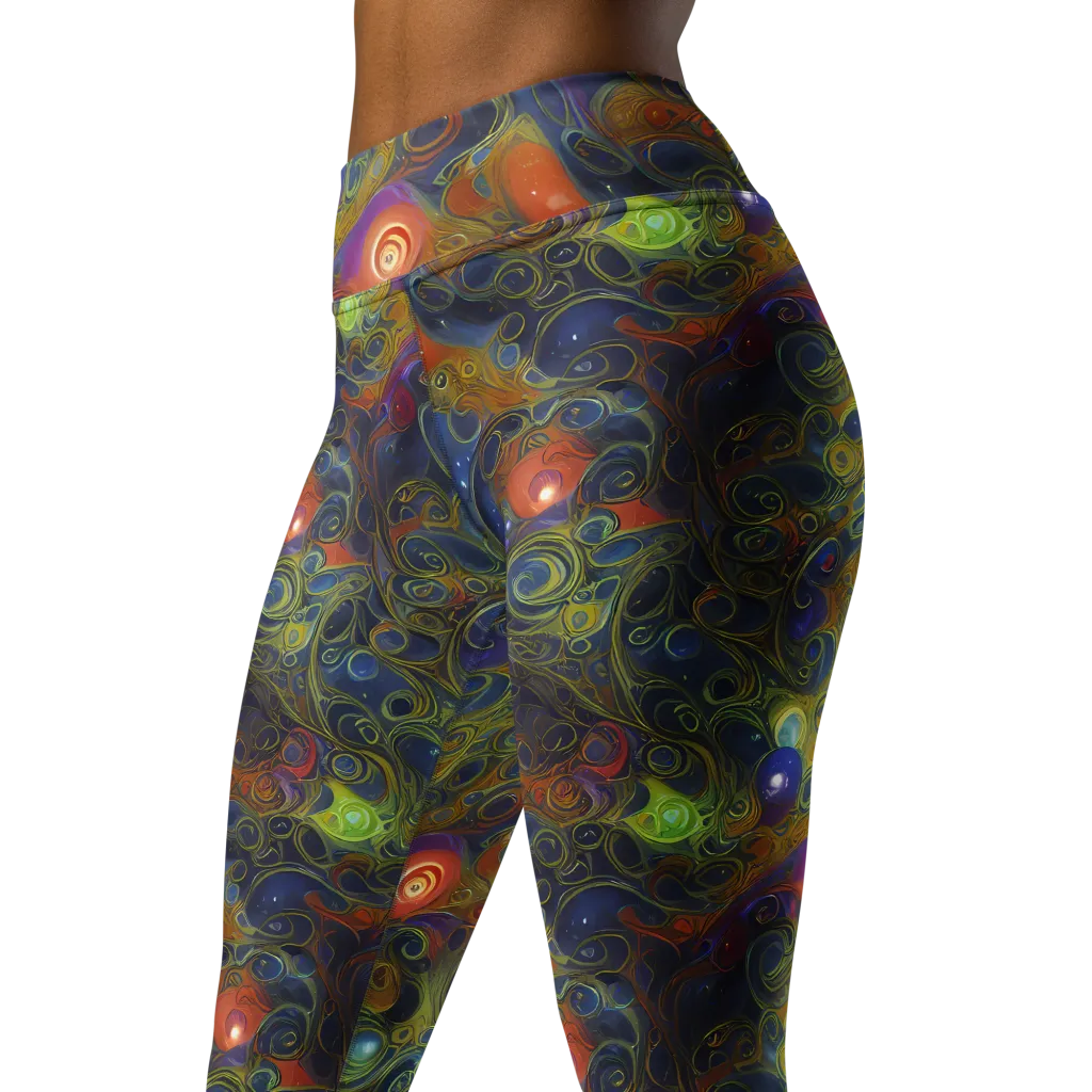 Nebula Marbling on Yoga Leggings — Left Front