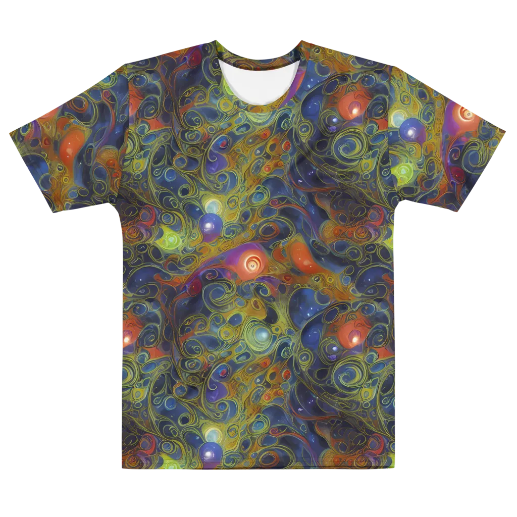 Nebula Marbling on Men's Cotton Crew Neck T-Shirt — Front