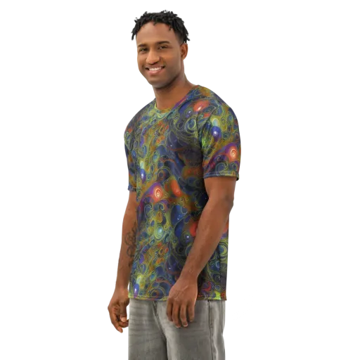 Nebula Marbling on a Men's Cotton Crew Neck T-Shirt