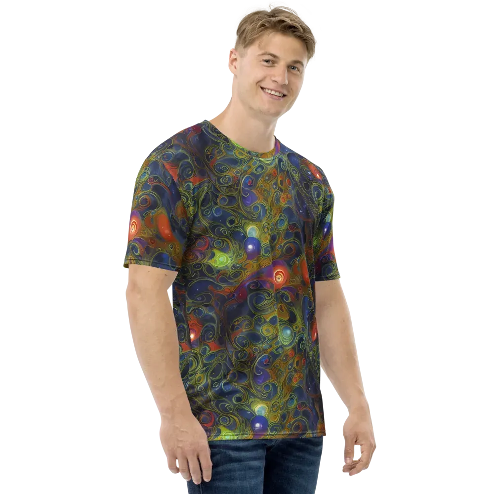 Nebula Marbling on Men's Crew Neck T-Shirt — Right