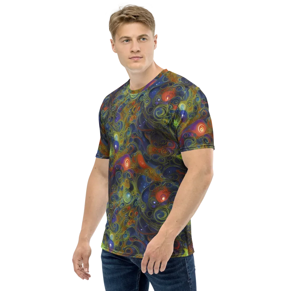 Nebula Marbling on Men's Crew Neck T-Shirt — Left