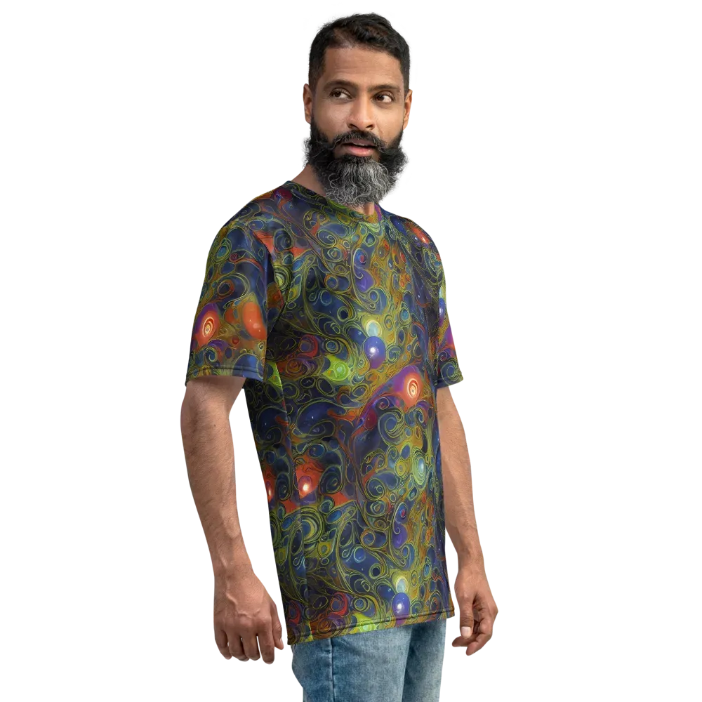 Nebula Marbling on Men's Crew Neck T-Shirt — Right