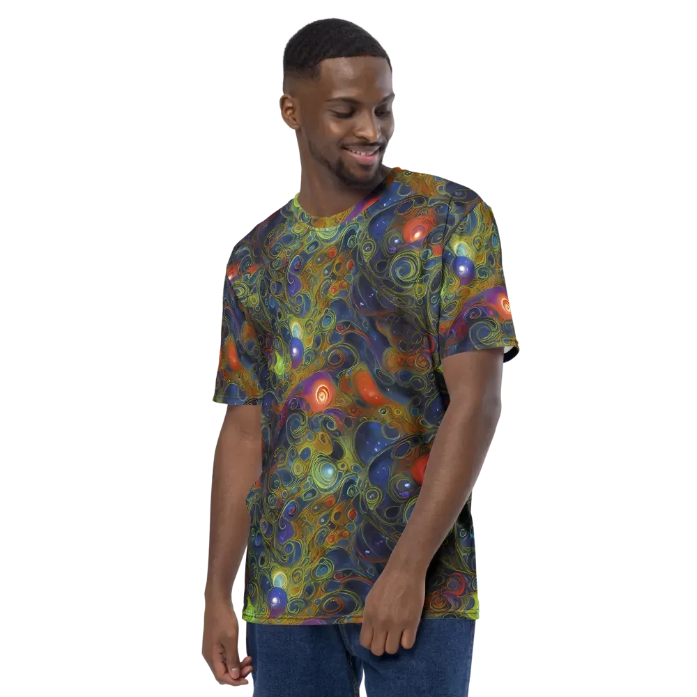 Nebula Marbling on Men's Crew Neck T-Shirt — Left