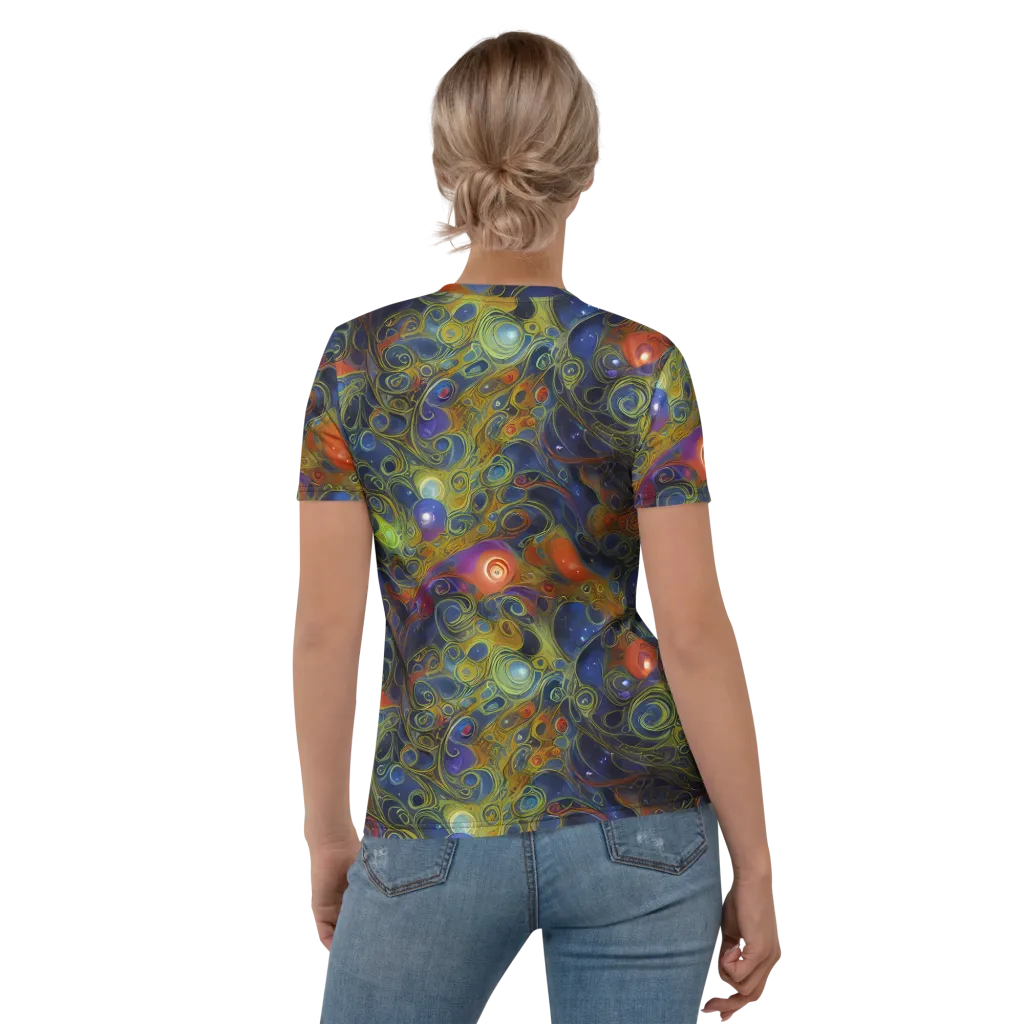 Nebula Marbling on Women's Crew Neck T-Shirt — Back