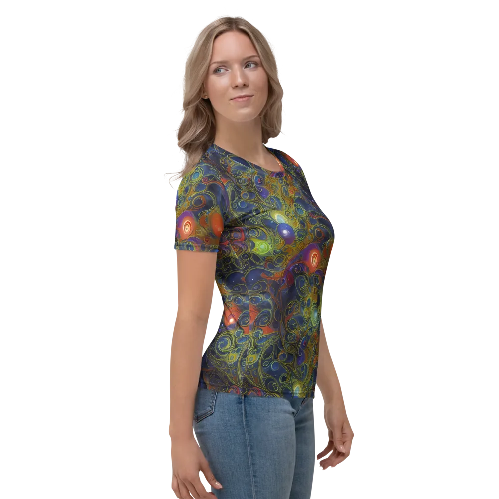 Nebula Marbling on Women's Crew Neck T-Shirt — Right