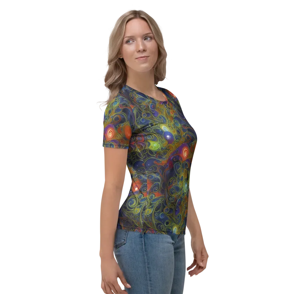Nebula Marbling on Women's Crew Neck T-Shirt — Right