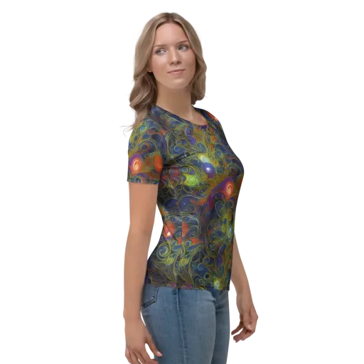 Nebula Marbling on a Women's Crew Neck T-Shirt