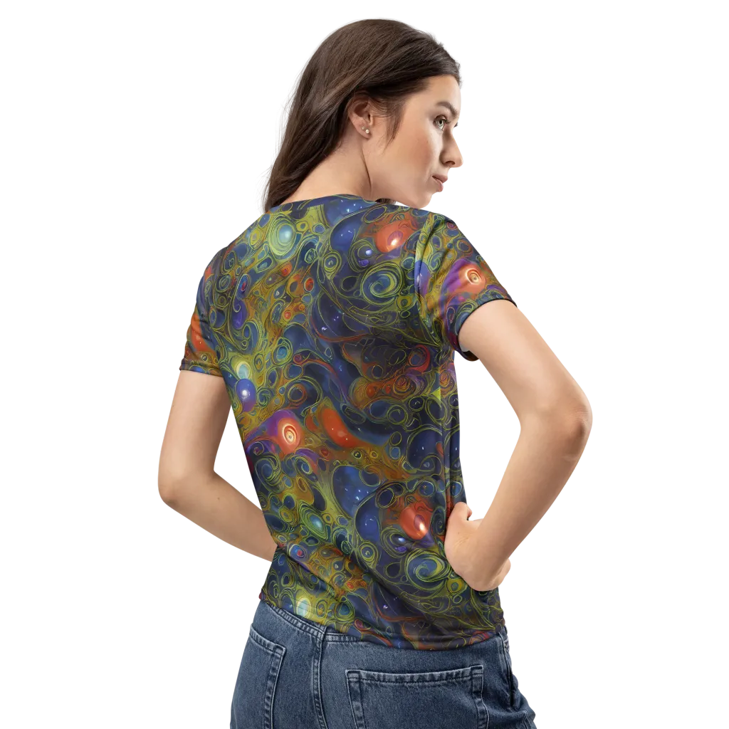 Nebula Marbling on Women's Crew Neck T-Shirt — Back