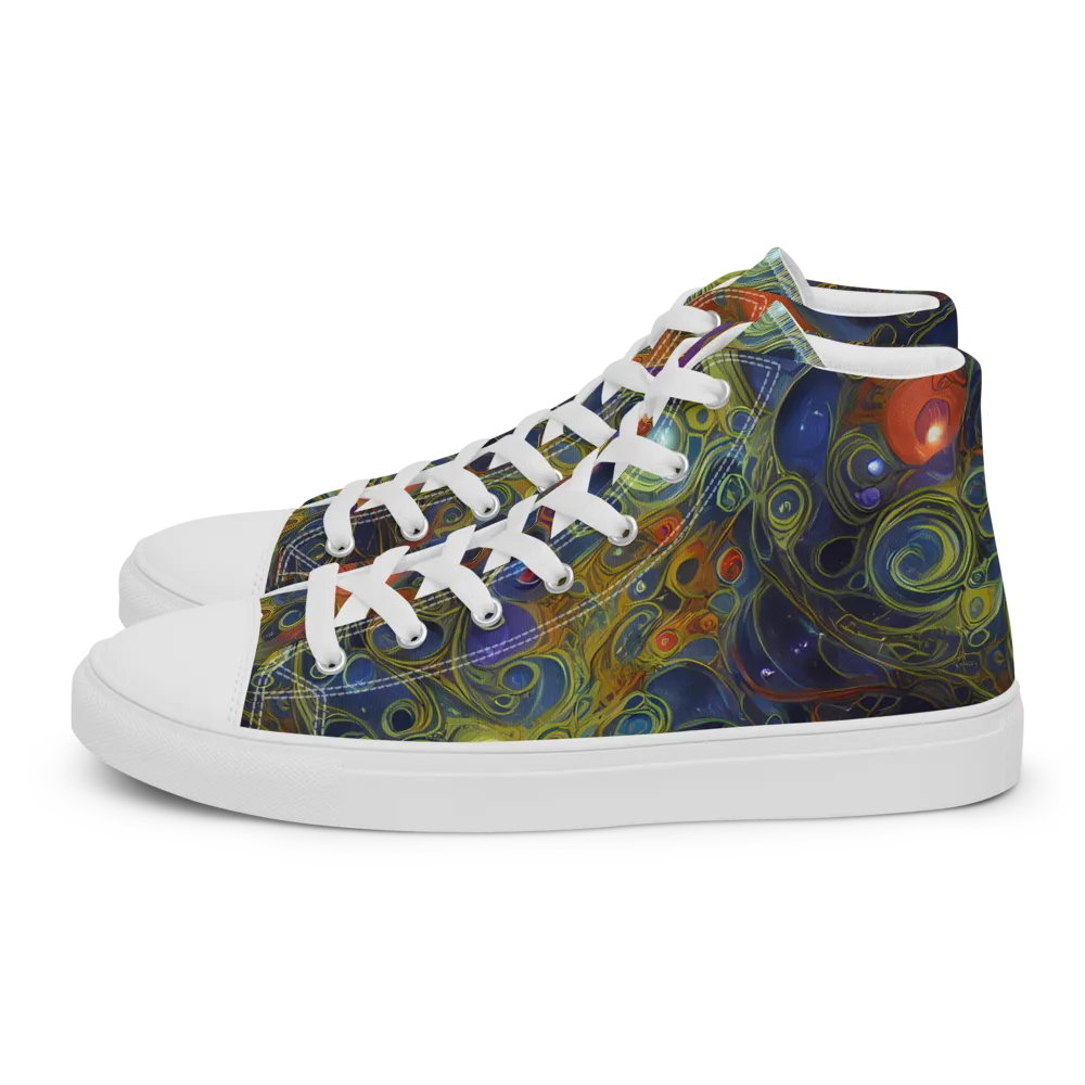 Nebula Marbling on Women's High Top Canvas Shoes — Left