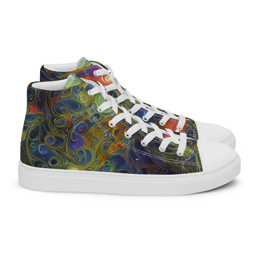 Nebula Marbling on Women's High Top Canvas Shoes — Right