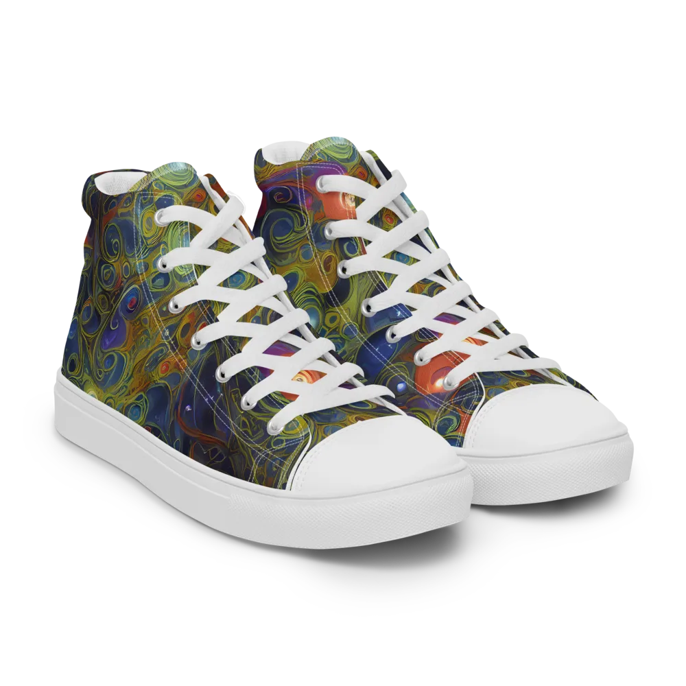 Nebula Marbling on Women's High Top Canvas Shoes — Right Front