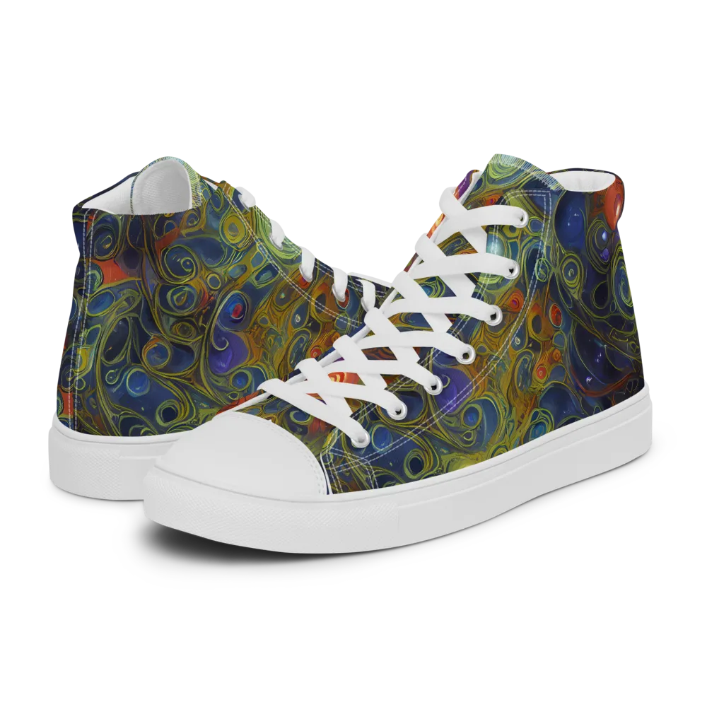 Nebula Marbling on Women's High Top Canvas Shoes — Left