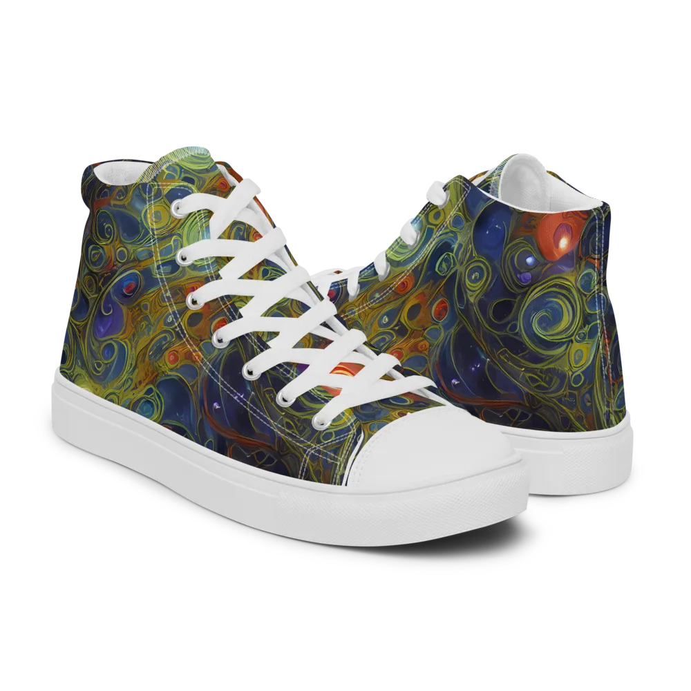Nebula Marbling on Women's High Top Canvas Shoes — Right