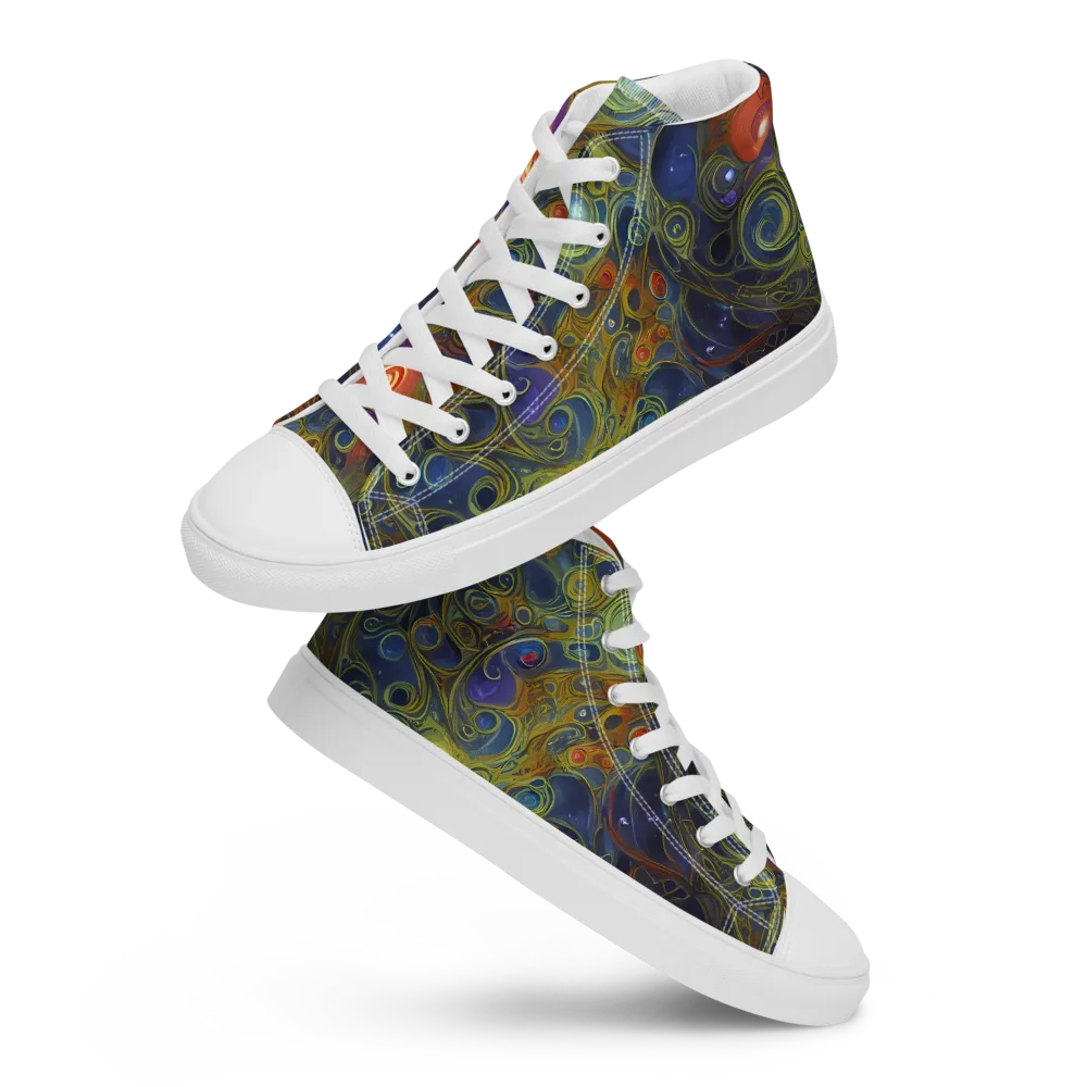 Nebula Marbling on Women's High Top Canvas Shoes — Front