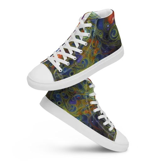 Nebula Marbling on a Women's High Top Canvas Shoes