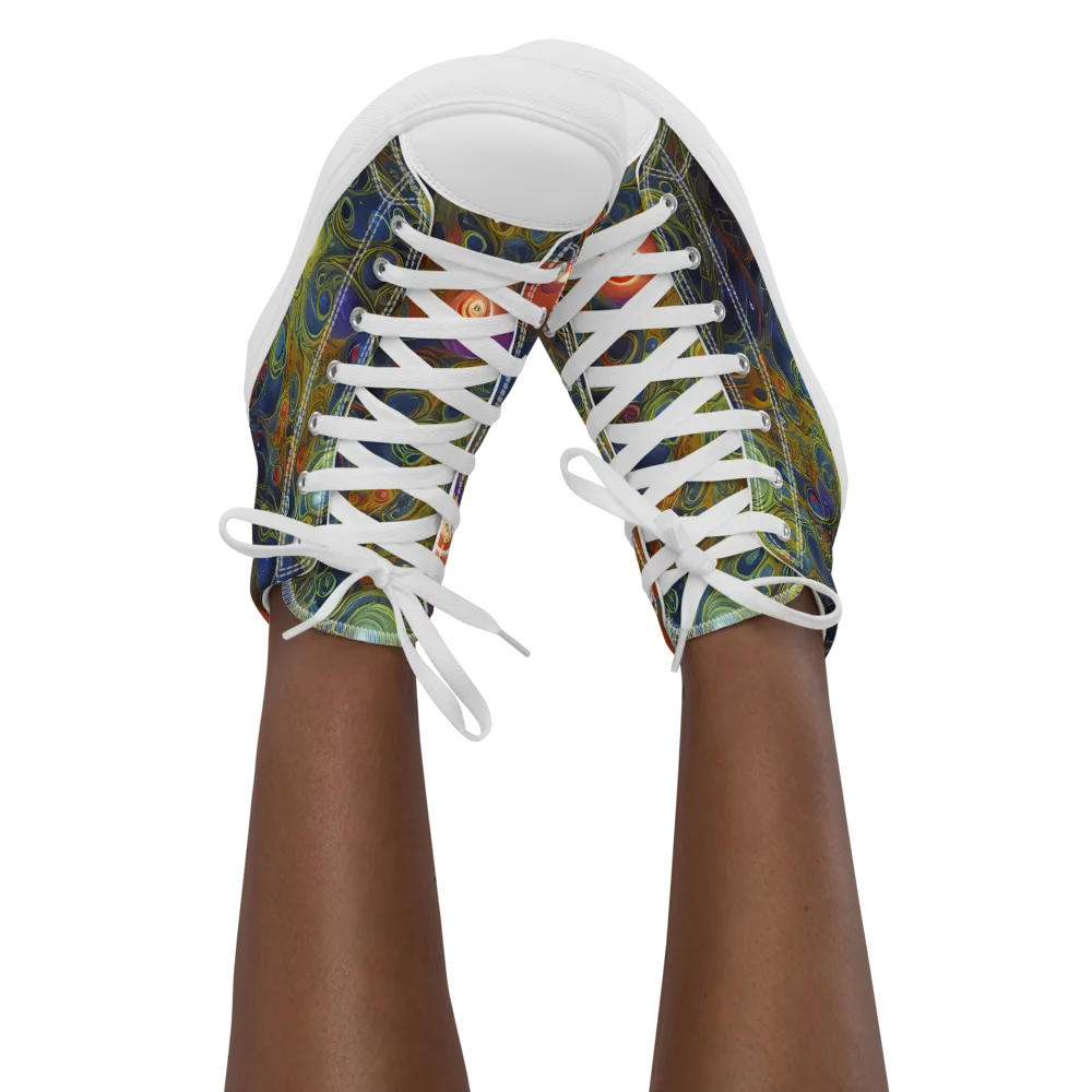 Nebula Marbling on Women's High Top Canvas Shoes — Front