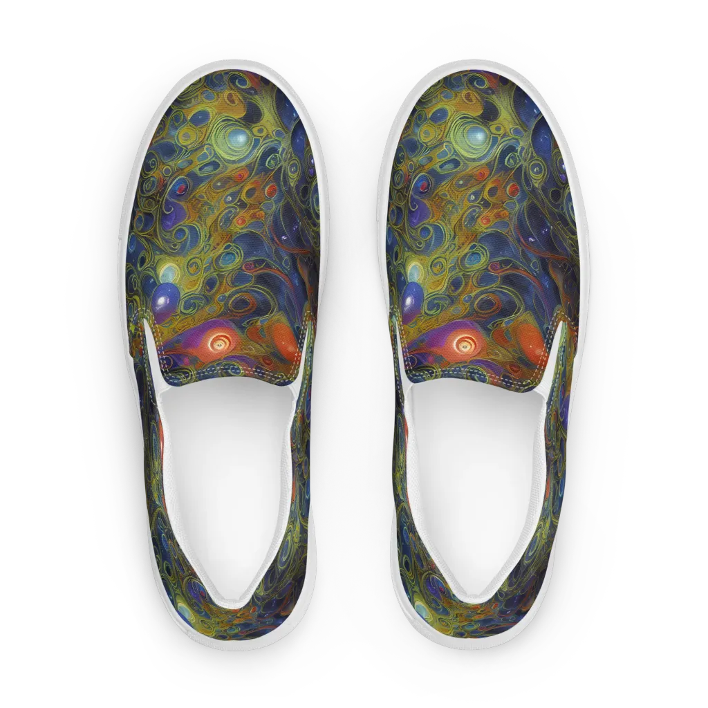 Nebula Marbling on Men's Slip-On Canvas Shoes — Front