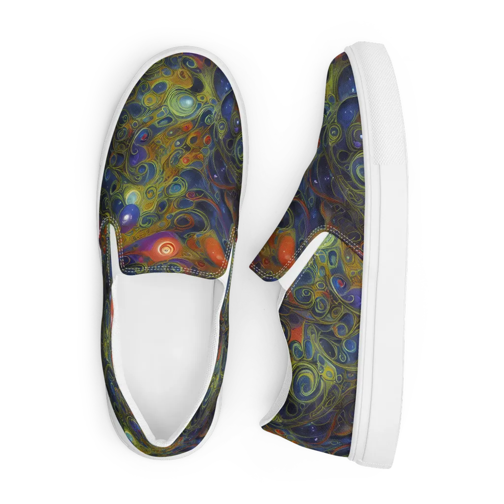 Nebula Marbling on Men's Slip-On Canvas Shoes — Front