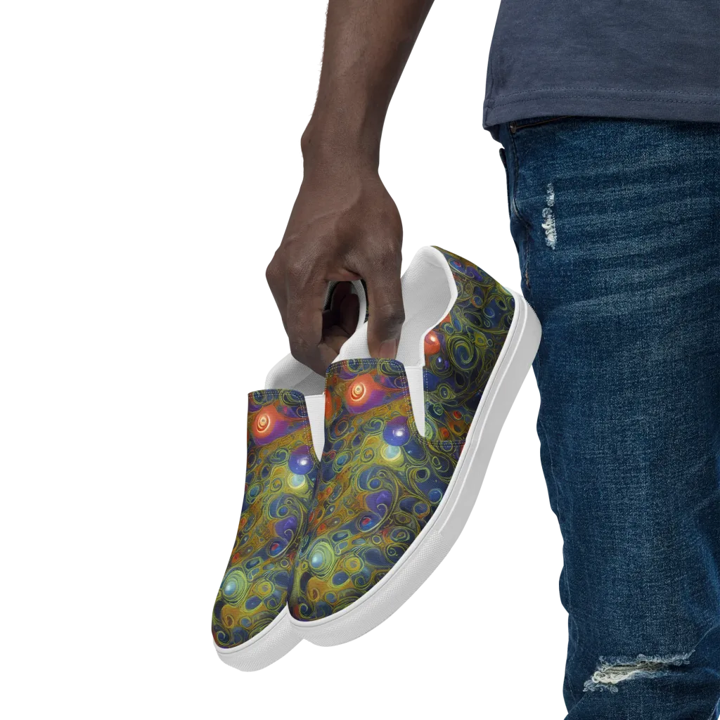 Nebula Marbling on Men's Slip-On Canvas Shoes — Left Front