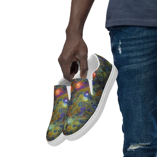 Nebula Marbling on a Men's Slip-On Canvas Shoes