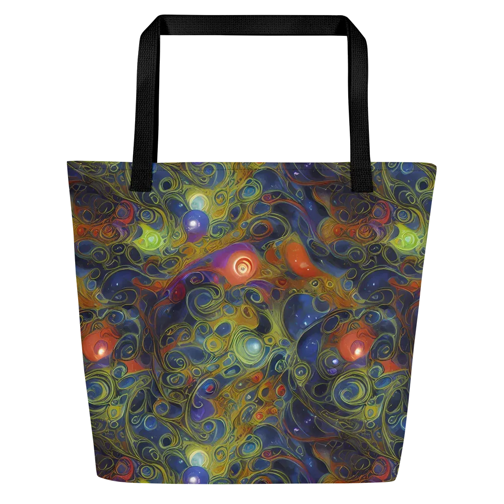 Nebula Marbling on Large Tote Bag W/ Pocket — Front