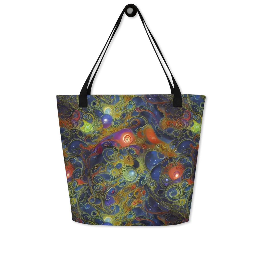 Nebula Marbling on Large Tote Bag W/ Pocket — Front