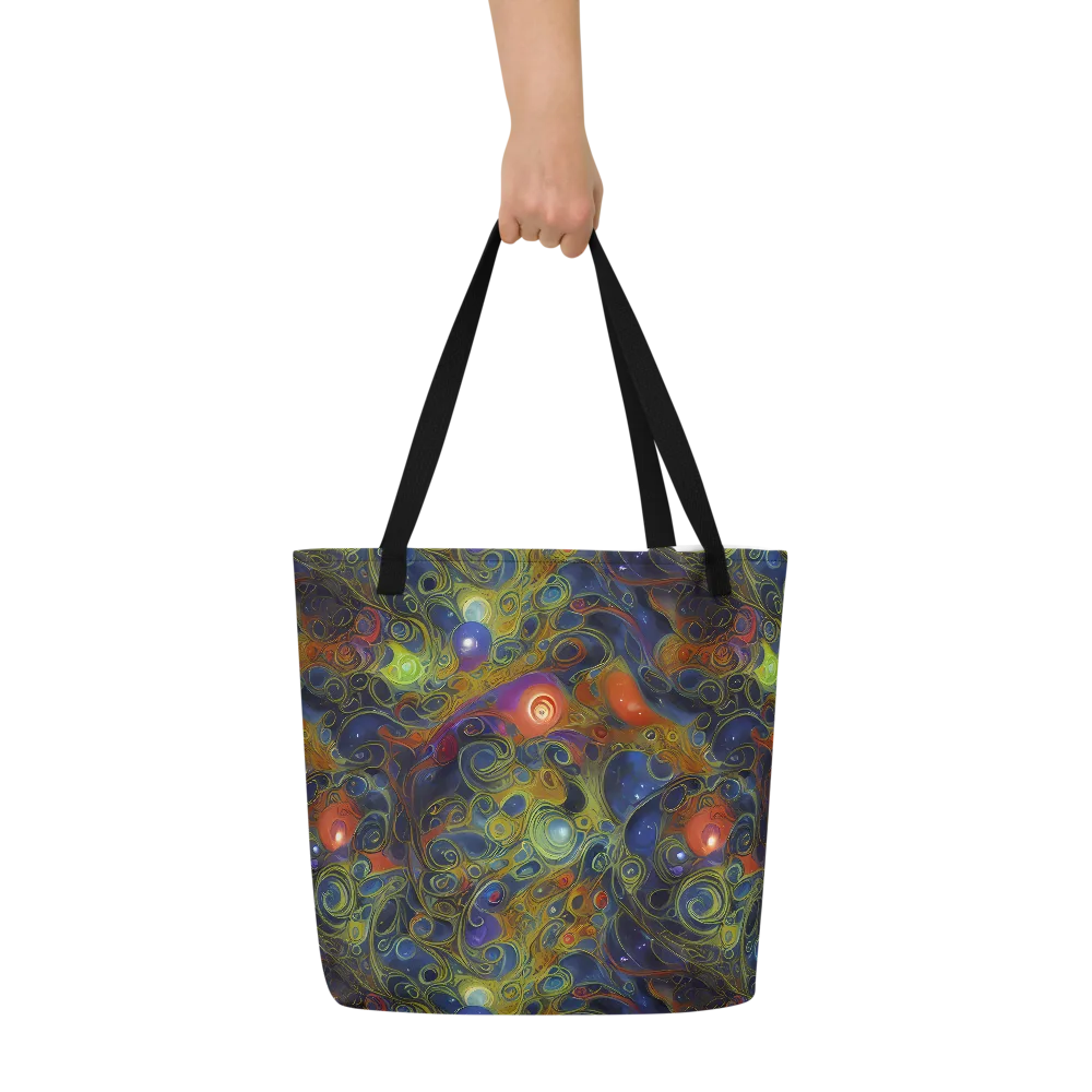 Nebula Marbling on Large Tote Bag W/ Pocket — Front