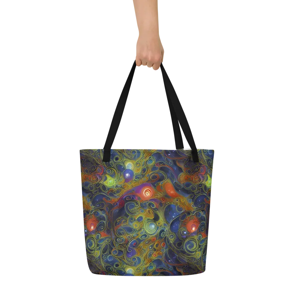 Nebula Marbling on Large Tote Bag W/ Pocket — Front