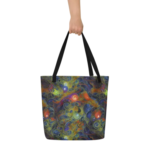 Nebula Marbling on a Large Tote Bag W/ Pocket