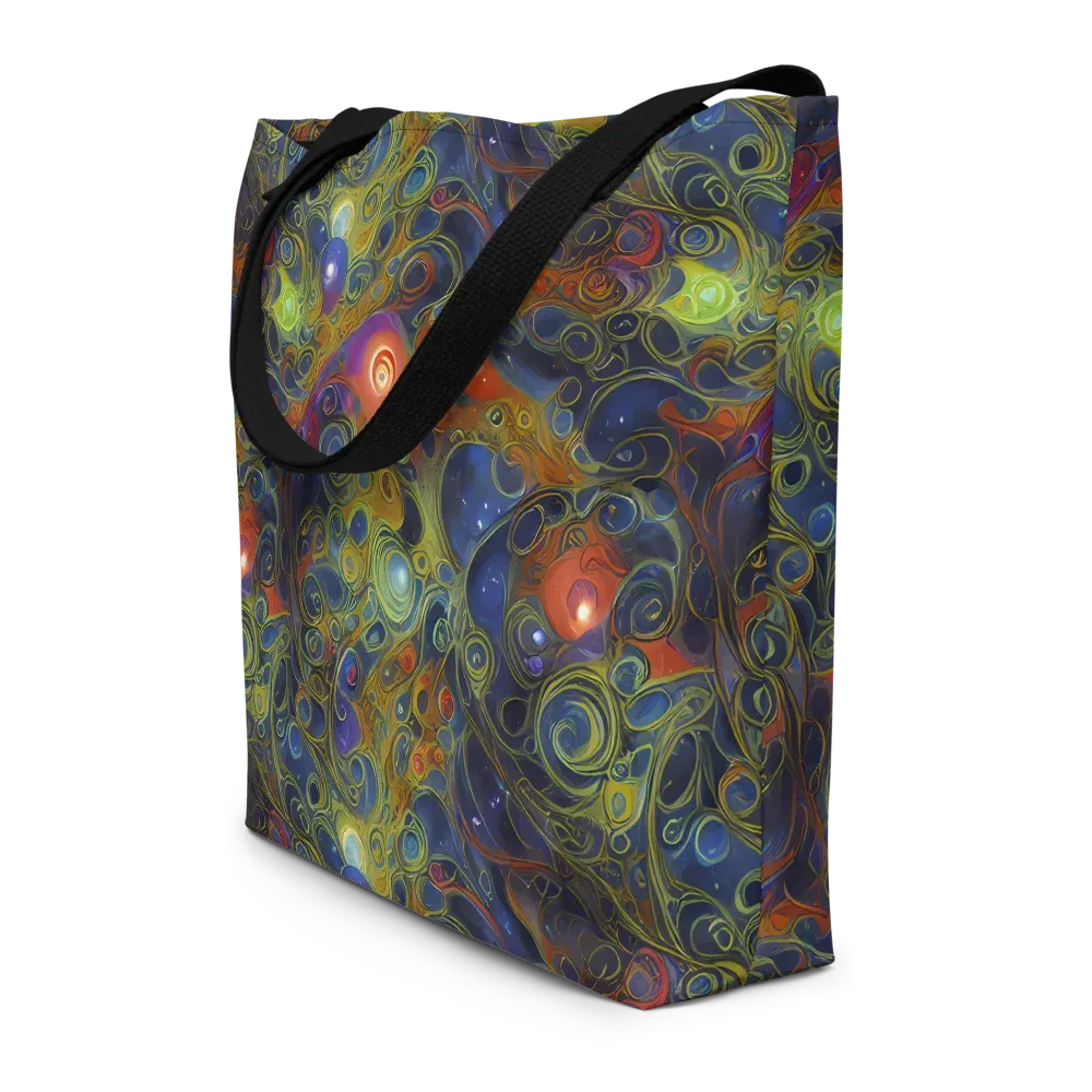 Nebula Marbling on Large Tote Bag W/ Pocket — Front