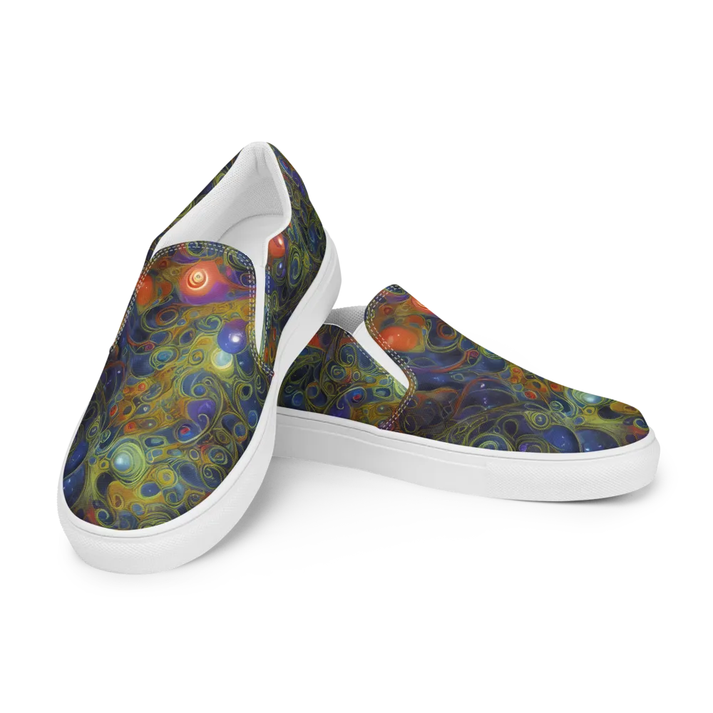 Nebula Marbling on Women's Slip-On Canvas Shoes — Left Front