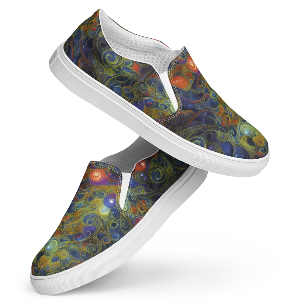 Nebula Marbling on Women's Slip-On Canvas Shoes — Front