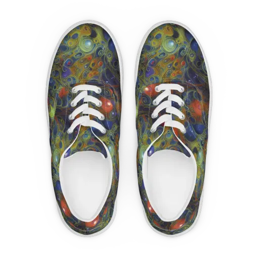 Nebula Marbling on a Men's Lace-Up Canvas Shoes