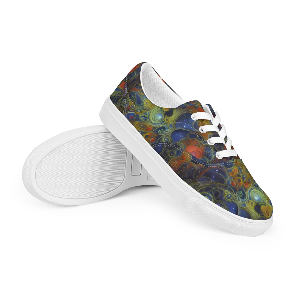 Nebula Marbling on Men's Lace-Up Canvas Shoes — Right Front