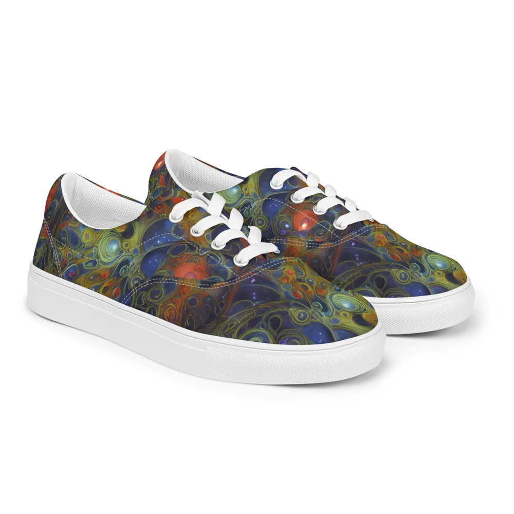Nebula Marbling on Men's Lace-Up Canvas Shoes — Right Front