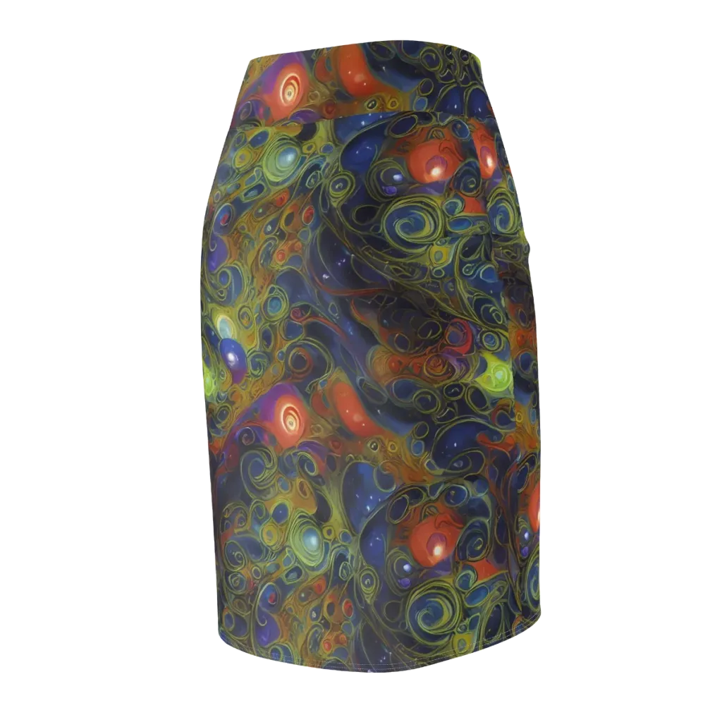 Nebula Marbling on Pencil Skirt — Back Side