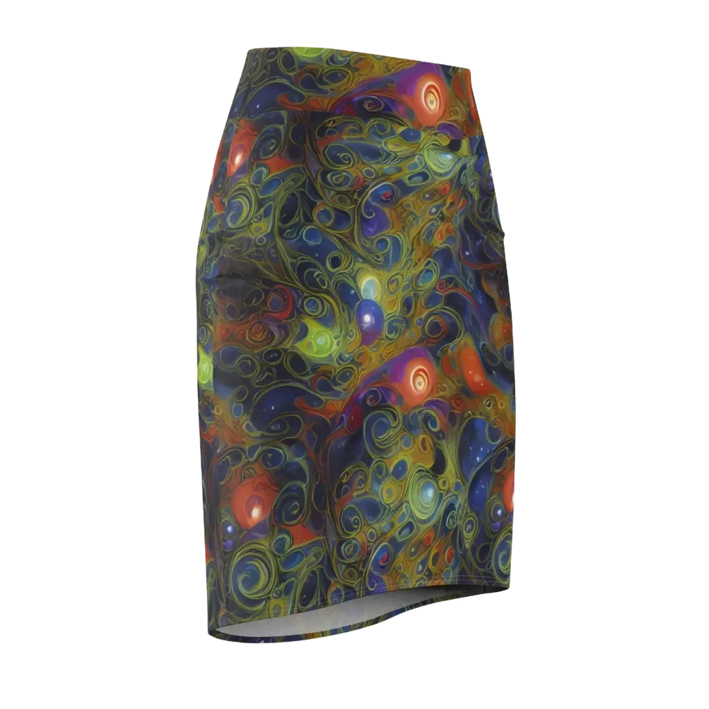 Nebula Marbling on Pencil Skirt — Front Side
