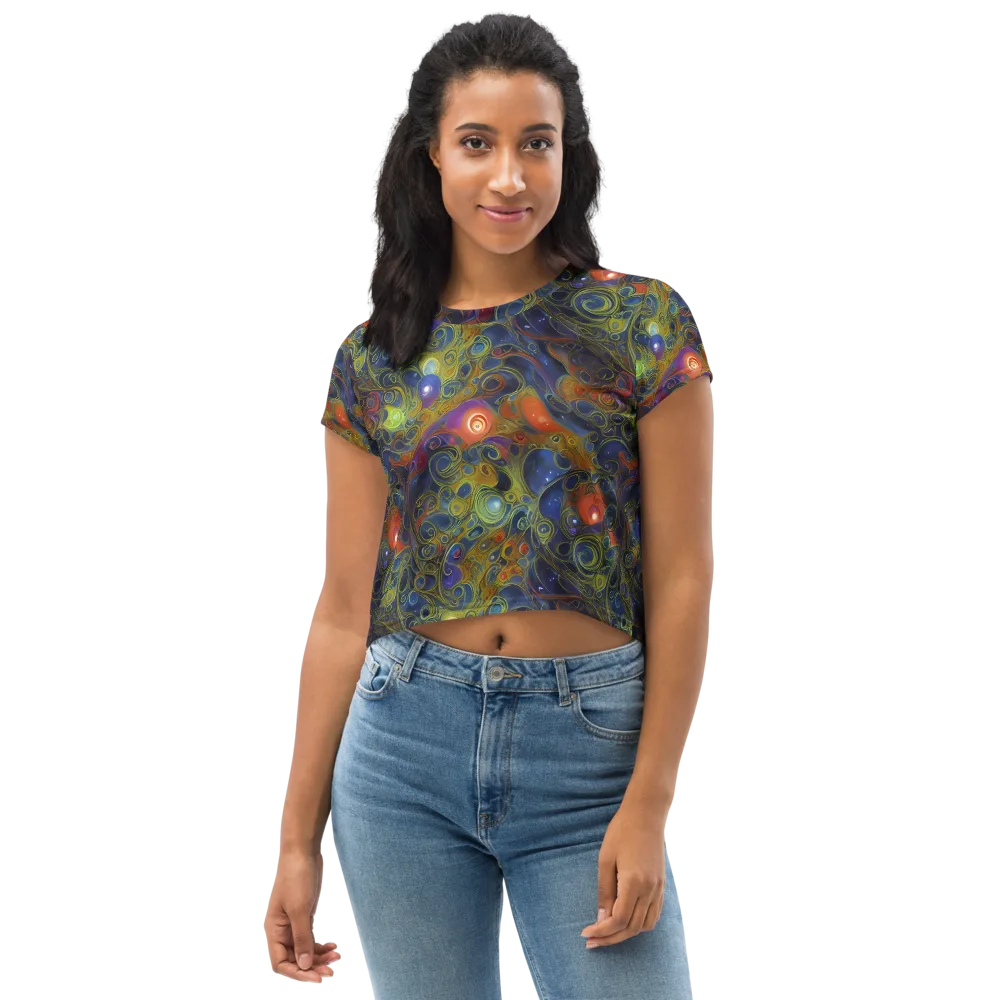 Nebula Marbling on Crop Tee — Front