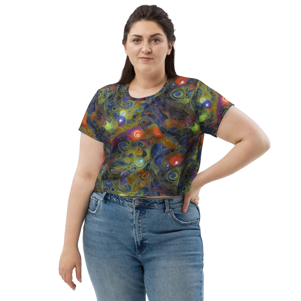 Nebula Marbling on Crop Tee — Front