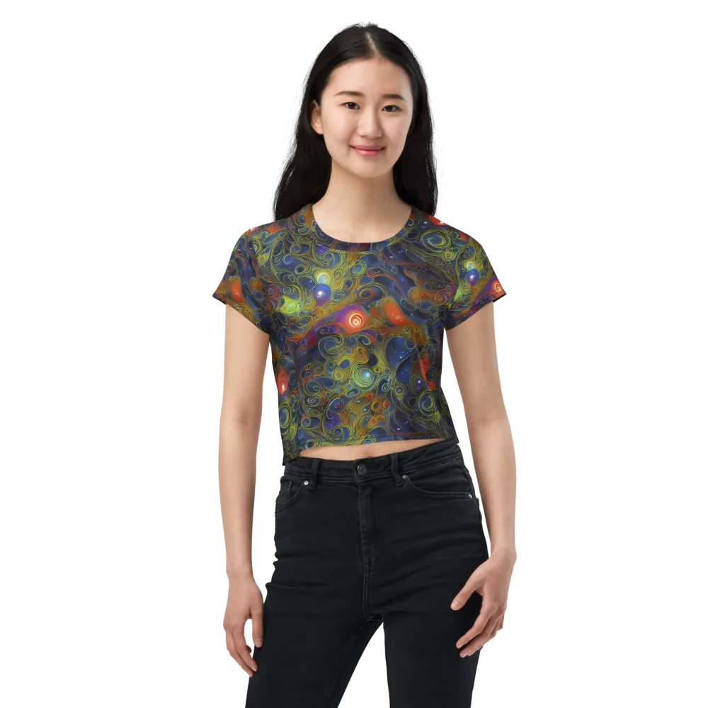 Nebula Marbling on Crop Tee — Front