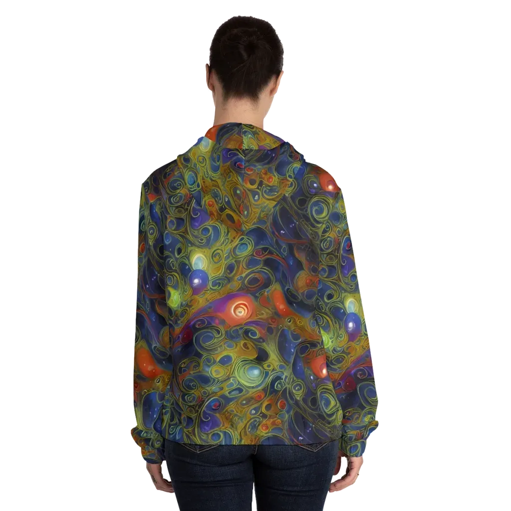 Nebula Marbling on Women's Full-Zip Hoodie — Back On Person