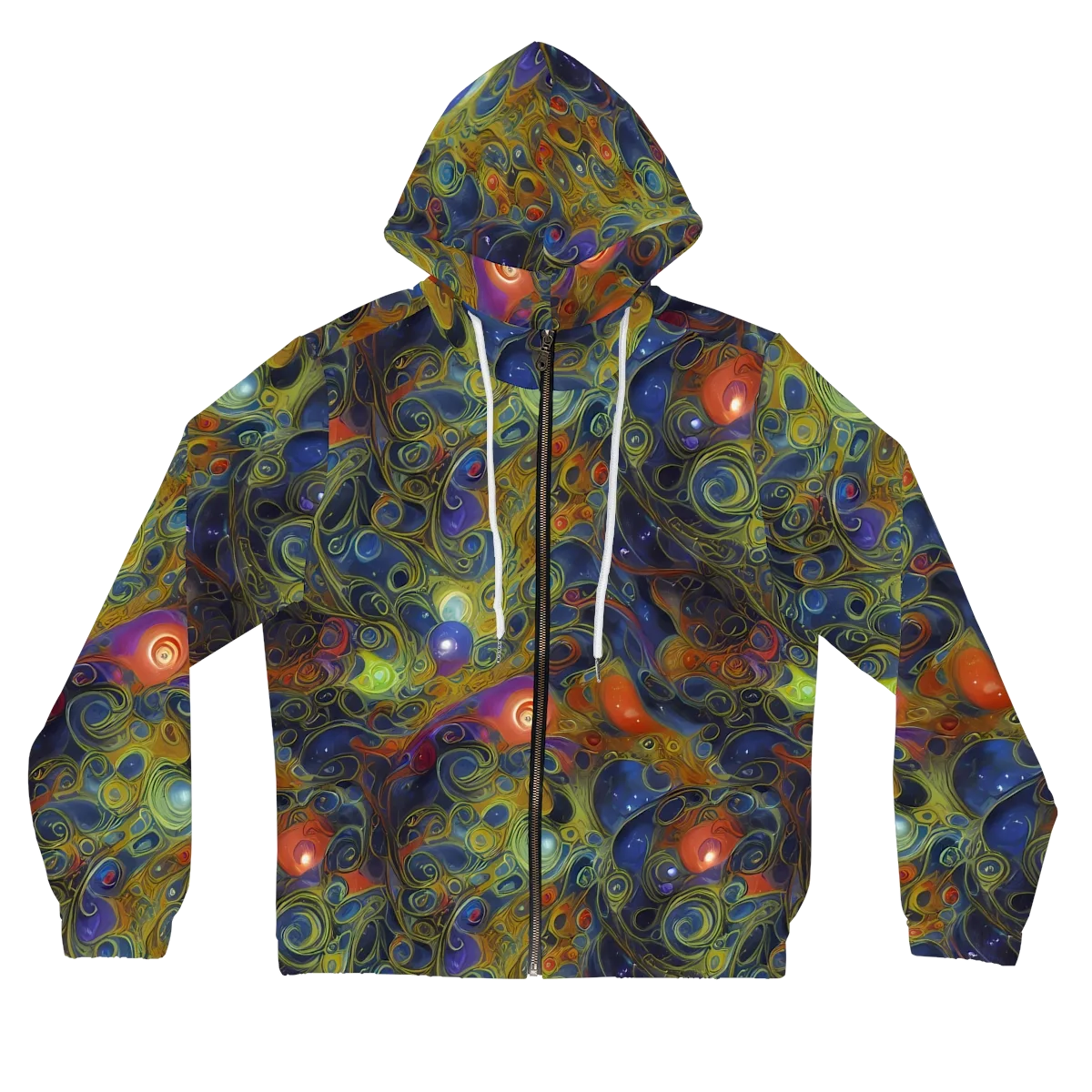 Nebula Marbling on Women's Full-Zip Hoodie — Front