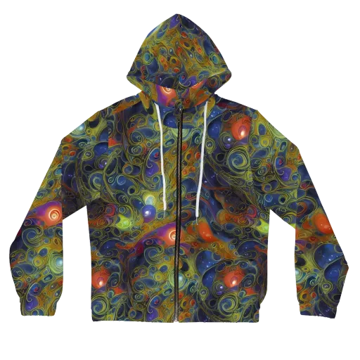 Nebula Marbling on a Women's Full-Zip Hoodie
