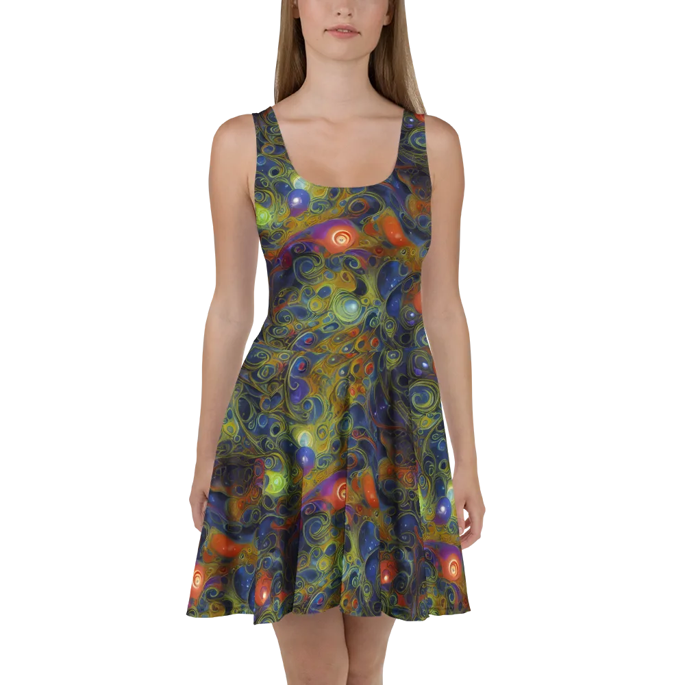 Nebula Marbling on Skater Dress — Front