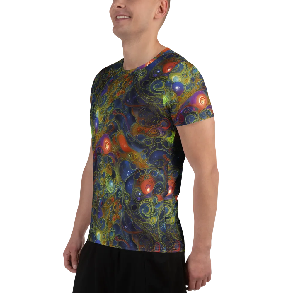 Nebula Marbling on Men's Athletic T-Shirt — Left