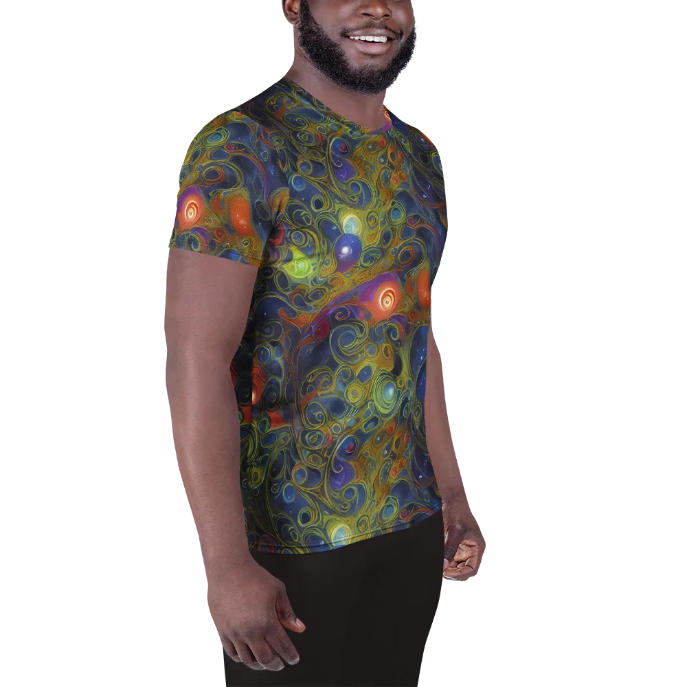 Nebula Marbling on Men's Athletic T-Shirt — Right