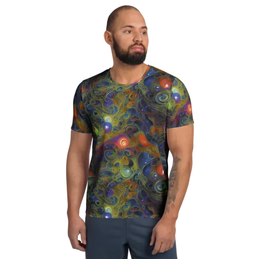 Nebula Marbling on a Men's Athletic T-Shirt