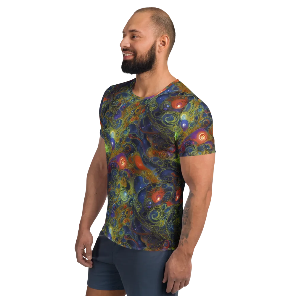 Nebula Marbling on Men's Athletic T-Shirt — Left